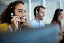 Customer representative with headset